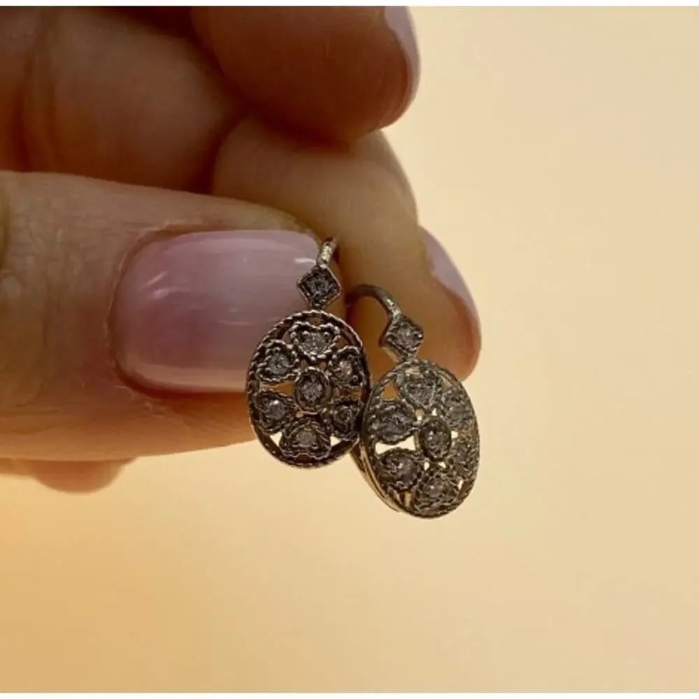 Vintage 925 Sterling Silver CZ Earrings